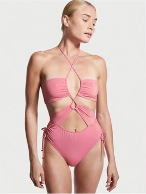 Victoria's Secret Light Pink Halter One-Piece Swimsuit